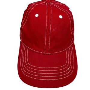 Red Baseball Cap Dad Hat White Top Stitch Adjustable Strapback Men Size OSFM